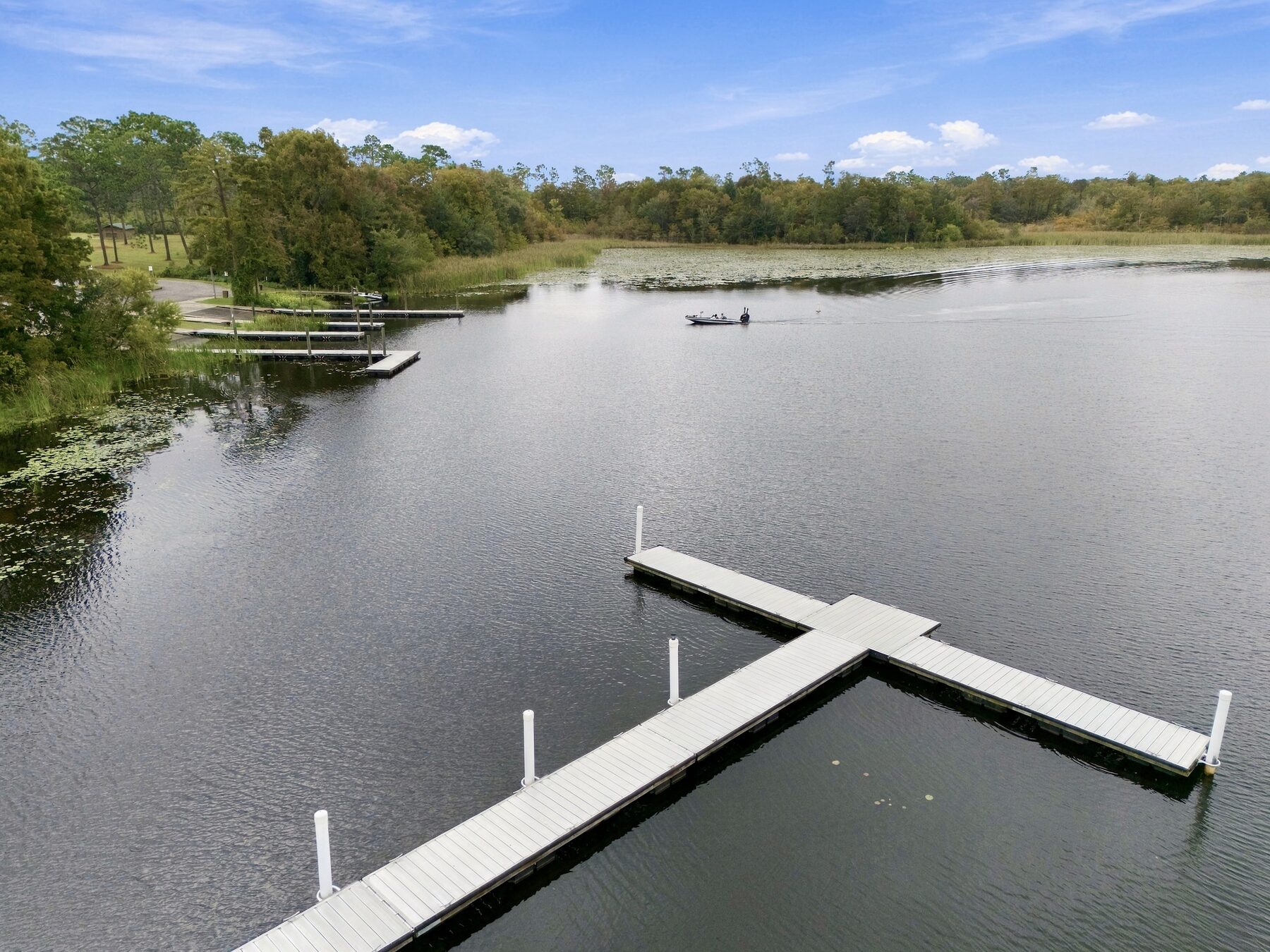 Drone aerial of a Wiregrass waterfront property